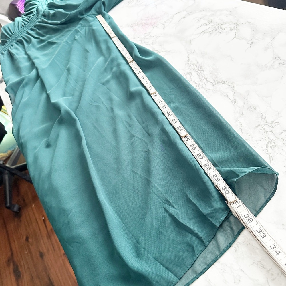 Azazie Lamara Pine‎ Green Chiffon Convertible Wide Leg Jumpsuit Size A16 - Picture 12 of 16